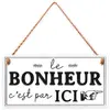 Plaque à suspendre Le Bonheur 20 cm