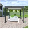 OMBREA Pergola bioclimatique Ombréa vs autoportante 3x4M - Anthracite - lames blanches