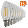 LAMPESECOENERGIE Lot de 10 Ampoules Flamme Filament 4w eq. 42W Culot E14 blanc chaud 3000K