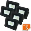 EUROBRYTE Lot de 5 LED Projecteur Lampe 10W Noir 6000K IP65 Extra Plat