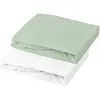 Lot de 2 draps housses en jersey Blanc-Vert de gris (70 x 140 cm)