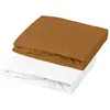 Lot 1 alese + 1 drap housse - 60 x 120 cm - Blanc / Caramel