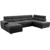 LOUNGITUDE Canapé d'Angle Panoramique PAOLA Convertible en Simili et T...