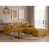 LOUNGITUDE PACK - CLARISSE - Canapé d'angle convertible réversible avec pouf en velours côtelé - Jaune