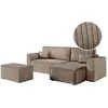 LOUNGITUDE PACK - CLARISSE - Canapé d'angle convertible réversible avec pouf en velours côtelé - Taupe