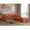 LOUNGITUDE PACK - CLARISSE - Canapé d'angle convertible réversible avec pouf en velours côtelé - Terracotta