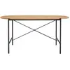 LOUNGITUDE Table à manger BRODIE avec finition chêne et pieds métal noirs - 160x90 cm - Bois