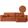 LOUNGITUDE CLARISSE - Canapé d'angle convertible réversible avec coffre en velours côtelé - Terracotta