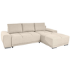 Canapé d'angle convertible LOUNGITUDE CABELLO en tissu beige avec coff...