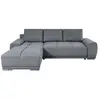 LOUNGITUDE Canapé d'angle convertible CABELLO en tissu gris avec coffr...