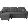 LOUNGITUDE MARIUS - Canapé d'angle convertible réversible en tissu - Gris foncé