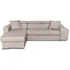 LOUNGITUDE Canapé d'Angle ELONA Convertible en Tissu - Beige - Angle Droit