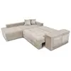 LOUNGITUDE Canapé d'angle TAMIA convertible avec coffre et 2 poufs en tissu - Beige, Angle Gauche