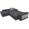 LOUNGITUDE Canapé d'angle TAMIA convertible avec coffre et 2 poufs en tissu - Gris/gris foncé, Angle Gauche