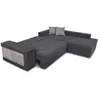 Canapé d'angle convertible TAMIA - LOUNGITUDE - Tissu - Gris foncé/gri...