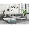LOUNGITUDE Canapé d'angle SEBASTIAN Réversible et Convertible avec coffre en simili et tissu - Gris clair