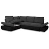LOUNGITUDE Canapé d'angle SEBASTIAN Réversible et Convertible avec coffre en simili et tissu - Gris foncé