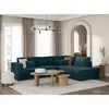 Canapé d'angle BELAMI en tissu - Bleu pétrole - LOUNGITUDE - Fixe - 5 ...