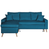 LOUNGITUDE Canapé d'angle réversible et convertible MARIA SCANDINAVE VELOURS avec coffre - Bleu pétrole