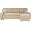 LOUNGITUDE Canapé d'angle MARIA réversible et convertible avec coffre en velours -  Beige