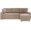 LOUNGITUDE Canapé d'angle MARIA réversible et convertible avec coffre en velours - Grège