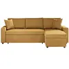 LOUNGITUDE Canapé d'angle MARIA réversible et convertible avec coffre en velours - Jaune ocre