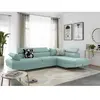 LOUNGITUDE Canapé d'angle RIO Convertible avec coffre en tissu - Angle Droit, Bleu clair