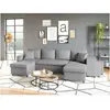 LOUNGITUDE Canapé d'angle panoramique OSLO convertible avec coffres et poufs à droite en tissu - Gris clair