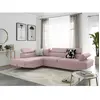 LOUNGITUDE Canapé d'angle RIO Convertible avec coffre en tissu - Angle Gauche, Vieux rose