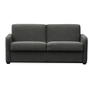 LOUNGITUDE Canapé Convertible 3 places AGATHE en Tissu - Epaisseur 13cm - Gris foncé, Couchage - 140 x 190 cm
