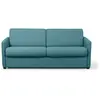 LOUNGITUDE Canapé Convertible 3 places AGATHE en Tissu - Epaisseur 13cm - Bleu canard, Couchage 140 x 190 cm