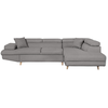 LOUNGITUDE Canapé d'angle droit convertible RIO Scandinave avec coffre en tissu - Gris clair, Pieds bois