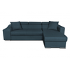 LOUNGITUDE Canapé d'Angle ELONA Convertible en tissu bleu pétrole avec poufs de rangement à gauche