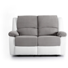 LOUNGITUDE RELAXXO - Canapé Relaxation 2 places Microfibre et Simili LEO - Blanc et gris