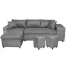 LOUNGITUDE Canapé d'angle OSLO convertible en microfibre grise avec coffre et poufs - Position du rangement poufs - Droit