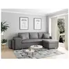 LOUNGITUDE Canapé d'angle OSLO convertible en microfibre grise avec coffre et poufs - Position du rangement poufs - Gauche