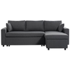 LOUNGITUDE Canapé d'Angle Réversible et Convertible avec Coffre en tissu gris MARIA