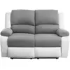 LOUNGITUDE RELAXXO - Canapé de Relaxation électrique 2 places Microfibre et Simili LEO - Blanc et gris