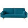 LOUNGITUDE Canapé droit scandinave ELGA convertible 3 places en tissu - Bleu