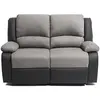LOUNGITUDE Canapé Relaxation 2 places Microfibre et Simili LEO - Gris et Noir - RELAXXO