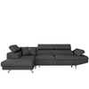 LOUNGITUDE Canapé d'angle RIO Convertible avec coffre en tissu - Angle Gauche, Gris foncé