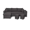 LOUNGITUDE Canapé d'angle gauche convertible - OSLO - Gris foncé - Coffre et poufs