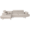 LOUNGITUDE Canapé d'angle RIO Convertible avec coffre en tissu - Angle Gauche, Beige