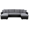 LOUNGITUDE Canapé d'Angle Panoramique MARIA Convertible Noir-Gris