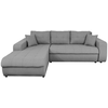 LOUNGITUDE Canapé d'Angle SUZIE Convertible en Tissu - Angle Gauche, Gris clair