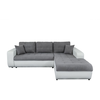 LOUNGITUDE Canapé d'Angle Convertible SUZIE en Simili et Microfibre - Angle Droit, Blanc et Gris