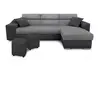 LOUNGITUDE Canapé d'angle ELONA convertible bi-matière Gris avec poufs de rangement à gauche