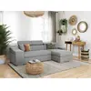 LOUNGITUDE Canapé d'Angle ELONA Convertible en tissu gris clair avec poufs de rangement à gauche