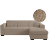 LOUNGITUDE Canapé d'angle FUJI XL convertible avec coffre en tissu bouclette - Angle droit - Taupe