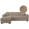 LOUNGITUDE Canapé d'angle FUJI XL convertible avec coffre en tissu bouclette - Angle gauche - Taupe